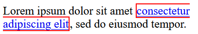 A paragraph of text containing a link broken over two lines. The red focus outline has a gap on the right of one part of the link, and on the left of the other part of the link.